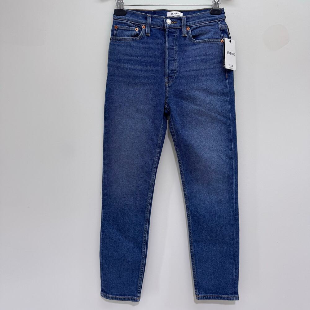 NWT Re/Done Jeans Womens 27 Blue Medium Wash Denim 90s High Rise Ankle Crop